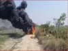 गाजीपुर: हाईटेंशन तार की चपेट में आकर बस बनी आग का गोला, कई लोगों की जलकर मौत