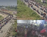 सूरत : उधना रेलवे स्टेशन पर यात्रियों की भारी भीड़, उत्तर भारत जाने वाली ट्रेनें फुल