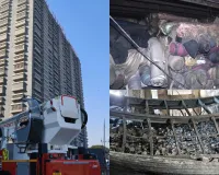 सूरत : आगग्रस्त राज टेक्सटाइल मार्केट के व्यापारियों को जरूरी सामान निकाला