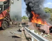 सूरत : बारडोली के पास दो महाराष्ट्र ST बसों की भीषण टक्कर, 7 की मौत; पलटी बस में लगी आग