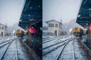 कड़ाके की ठंड के बीच सूरत की सांसद दर्शना जरदोष ने बर्फ से आच्छादित शिमला रेलवे स्टेशन की ये खुबसूरत तस्वीर साझा की है!