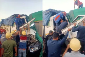 सूरत : AM/NS Indiaके अग्निशमन दलने दुर्घटना के बाद डंपर ट्रक चालक को क्षतिग्रस्त केबिन से बचाया 