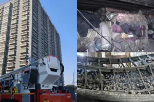 सूरत : आगग्रस्त राज टेक्सटाइल मार्केट के व्यापारियों को जरूरी सामान निकाला