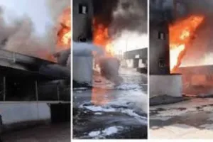 सूरत: पलसाना की केमिकल फैक्ट्री में भीषण आग, धुएं के गुबार से छाया अंधेरा