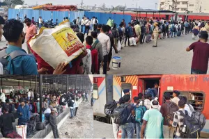 सूरत : उधना रेलवे स्टेशन पर 5 होली स्पेशल ट्रेनों से हजारों यात्री रवाना, भारी भीड़ के बीच पुख्ता इंतजाम