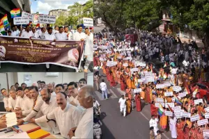सूरत : जैन साधु-साध्वियों की मौत के विरोध में निकली विशाल मौन रैली