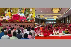 सूरत : माहेश्वरी लग्जरिया में श्रीमद्भागवत कथा के छठे दिन रुक्मिणी विवाह उत्सव का भव्य आयोजन