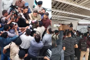 सूरत : नासिरनगर तोड़फोड़ विवाद के बीच तापी भवन में हंगामा, मीडिया कर्मियों और मार्शलों में झड़प