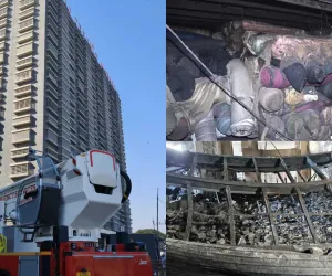 सूरत : आगग्रस्त राज टेक्सटाइल मार्केट के व्यापारियों को जरूरी सामान निकाला