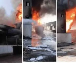 सूरत: पलसाना की केमिकल फैक्ट्री में भीषण आग, धुएं के गुबार से छाया अंधेरा