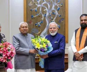 नीतीश कुमार, सम्राट चौधरी ने प्रधानमंत्री नरेन्द्र मोदी से मुलाकात की