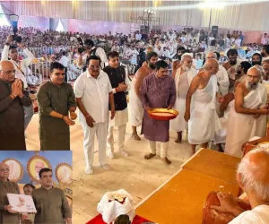 सूरत : आचार्य विजय यशोवर्मा सूरीश्वरजी के गच्छाधिपति पदप्रधान समारोह में शामिल हुए मुख्यमंत्री