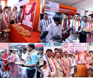 सूरत : महावीर जयंती पर सूरत में मानवता का संदेश, एक लाख लड्डू बांटकर मनाया उत्सव