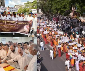सूरत : जैन साधु-साध्वियों की मौत के विरोध में निकली विशाल मौन रैली