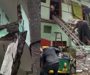 सूरत : पांडेसरा में जर्जर मकान की गैलरी और सीढ़ियां भरभराकर गिरीं, छह लोगों का सुरक्षित रेस्क्यू