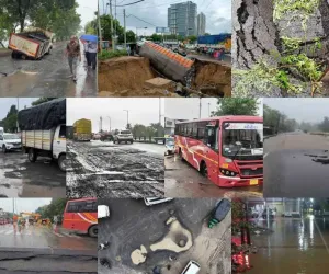 सूरत : शहर  में 16 दिनों में पांच सड़कें धंसीं, नगर निगम ने पांच निर्माण एजेंसियों को थमाए नोटिस