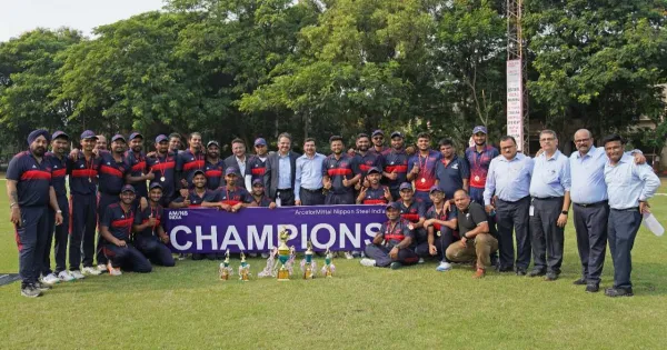 Surat: AM/NS India Team Hazira won the T-20 cricket tournament.  Loktej Surat, Business News