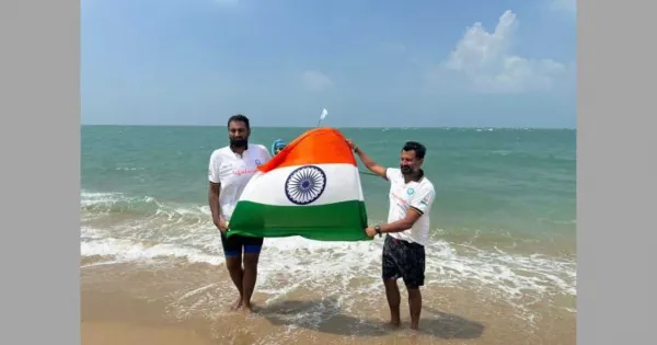 Indian swimmers Bharat Sachdeva, Shashwat Sharma complete one-way Ram Setu open water swimming expedition.  Loktej Sports News